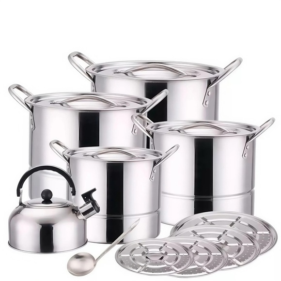 Stainless Steel Cookware Set with Kettle